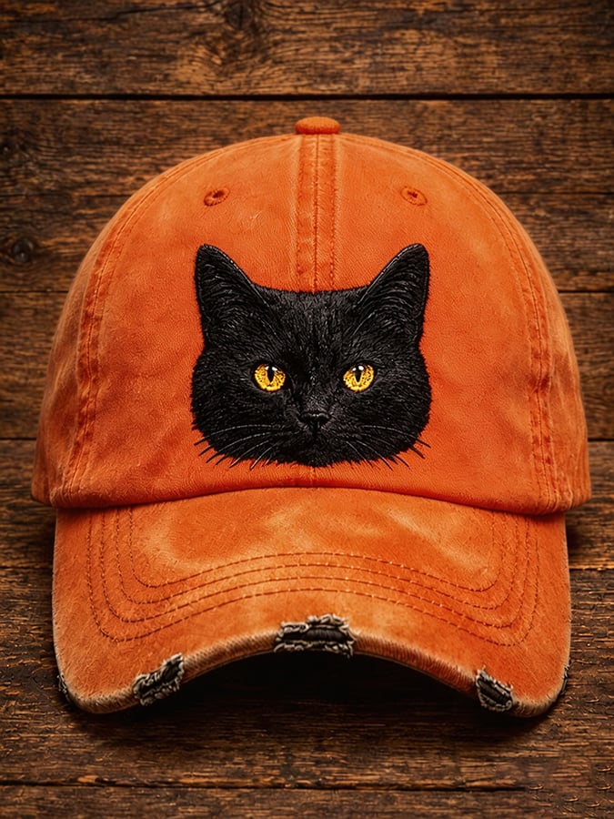 Retro Animal Black Cat Baseball Cap