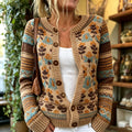 Women's Vintage Floral Print Knit Cardigan Sweater