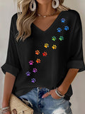 Women's Retro Animal Paw Print T-Shirt