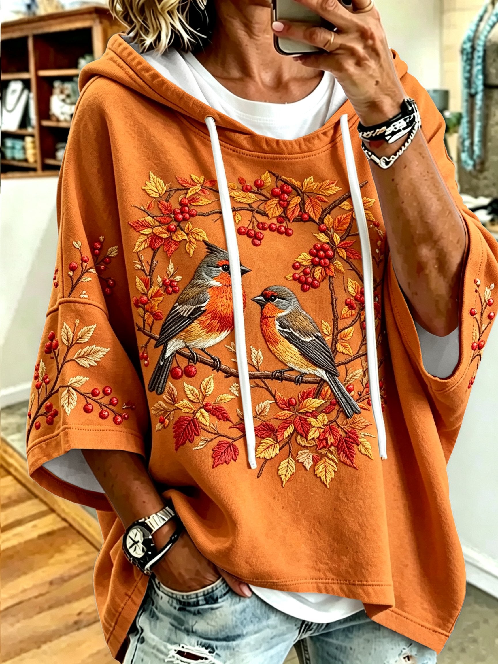Women's Autumn Printed Hooded Sweatshirt