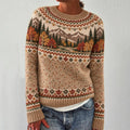 Women's Vintage Autumn Landscape Pattern Design Leisure Long Sleeve Sweater
