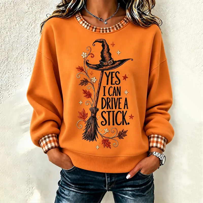 Yes I Can Drive A Stick. Plaid Pattern Women's Sweatshirt