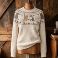 Women's Retro-style Cute Cat Ethnic Jacquard Knit Cozy Sweater