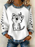 Women'S Cute Cat Print Casual Sweatshirt