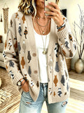 Women's Retro Cat Print Sweater Jacket