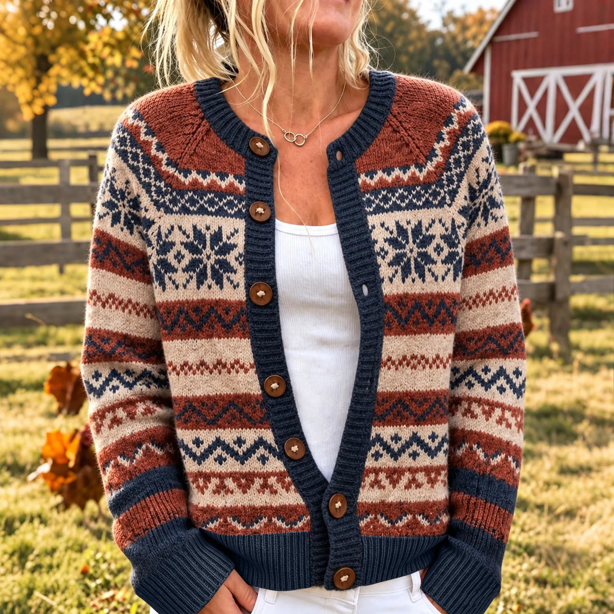 Women's Nordic Style Pattern Casual Knit Cardigan