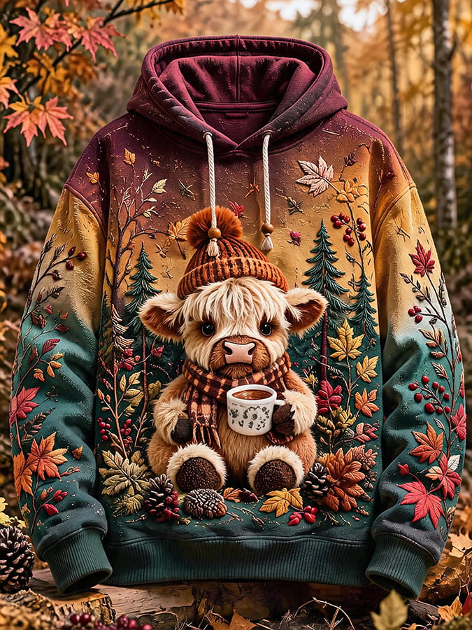 Women's Autumn Highland Denim Print Sweatshirt