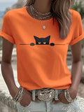 🐾Buy 3 Save 10%🐱Women's Cat Printed Round Neck T-Shirt💛100% For Shelter Pets🐱🐶
