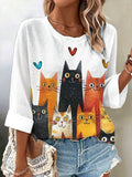 🐾Buy 3 Save 10%🐱Women's Retro Funny Animal Cat Print Shirt💛100% For Shelter Pets🐱🐶