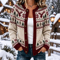 Women's Nordic Style Reindeer Snowflake Casual Knitted Cardigan