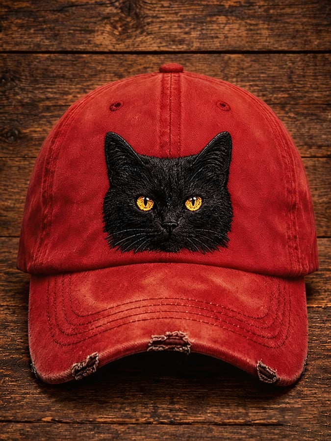 Retro Animal Black Cat Baseball Cap