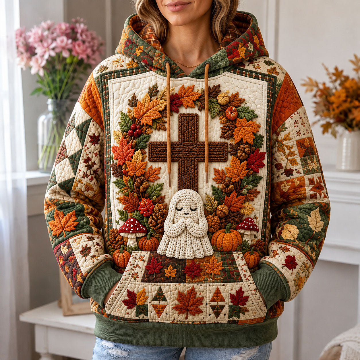 Praying Ghost Cross Hoodie GFTOHNL2893