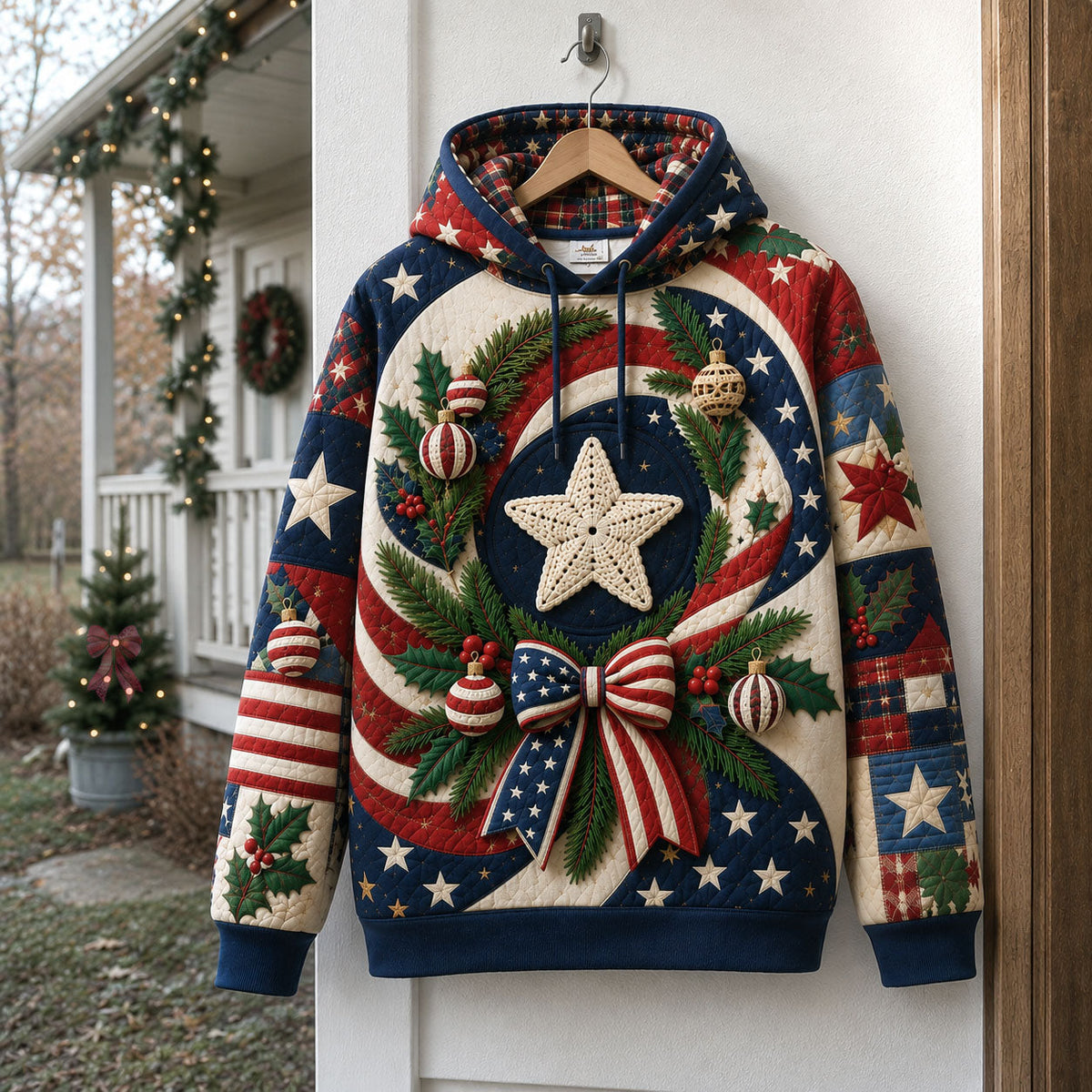 Patriotic Christmas Star Hoodie GFTOHNL2981