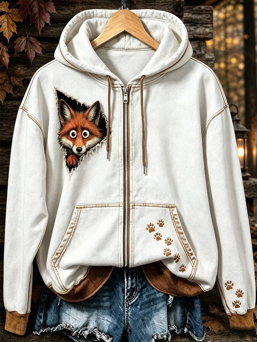 Women's Vintage Animal Print Hoodie
