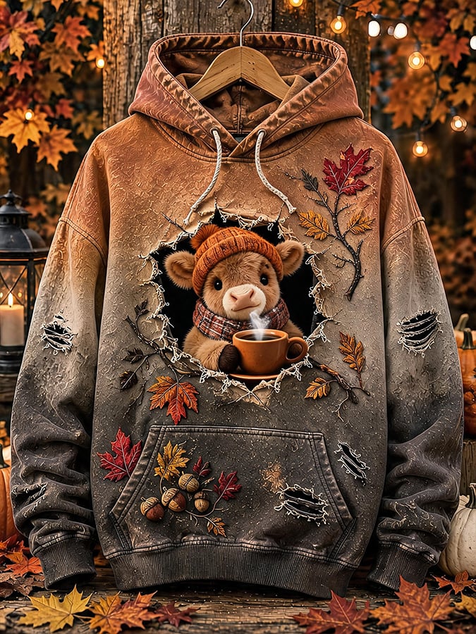 Women's Autumn Highland Denim Print Sweatshirt