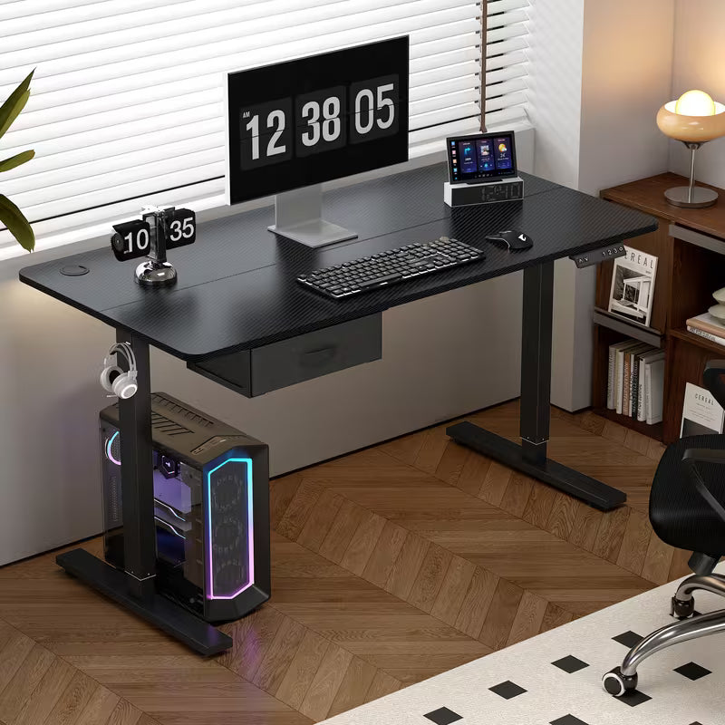 Electric Standing Desk, Electric Standing Computer Desk with USB Charging Port and Desk Drawer for Home Office