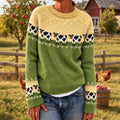 Women's Farm Cow Pattern Cozy Knit Sweater
