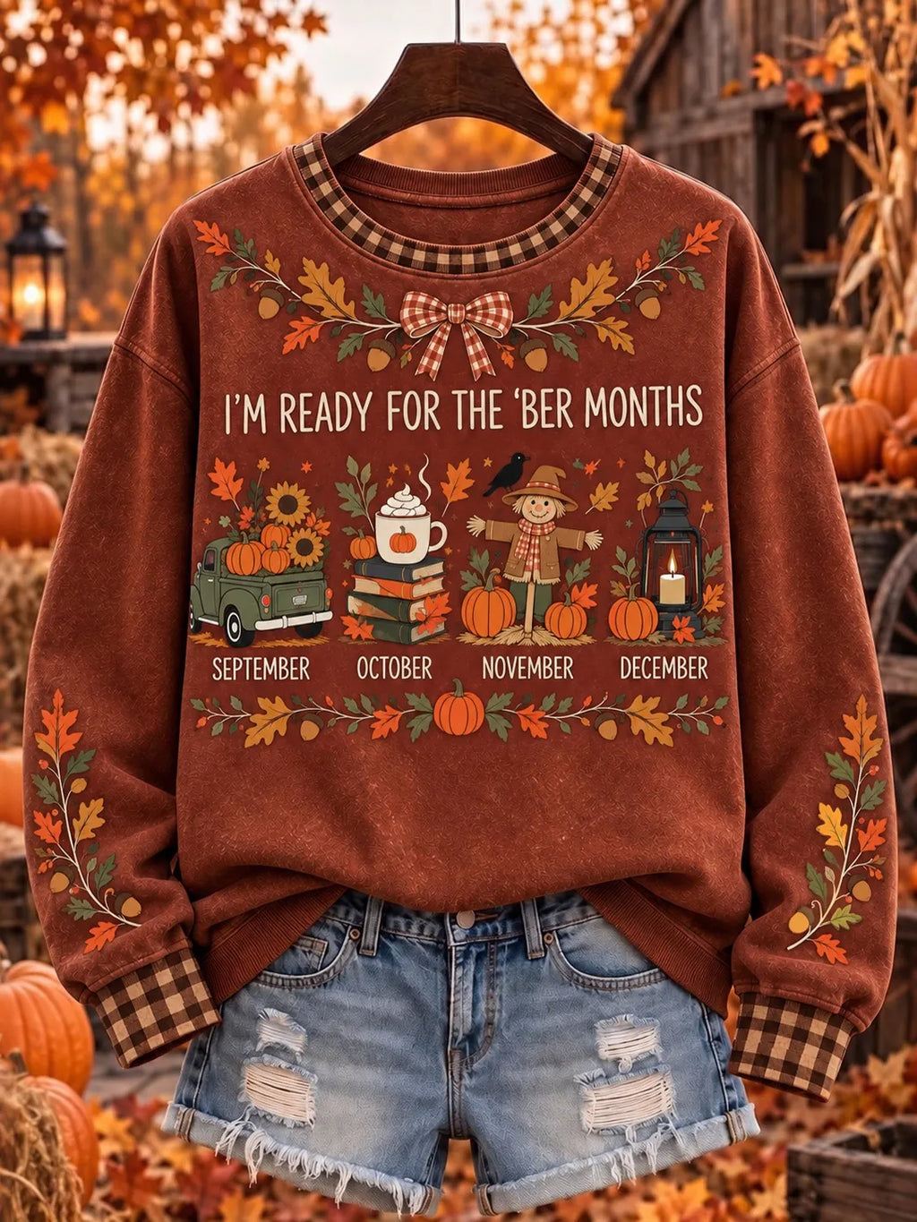 Women's I'm Ready For The 'ber Months Print Crew Neck Sweatshirt