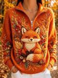 Women's Autumn Fox  Printed Casual Sweatshirt