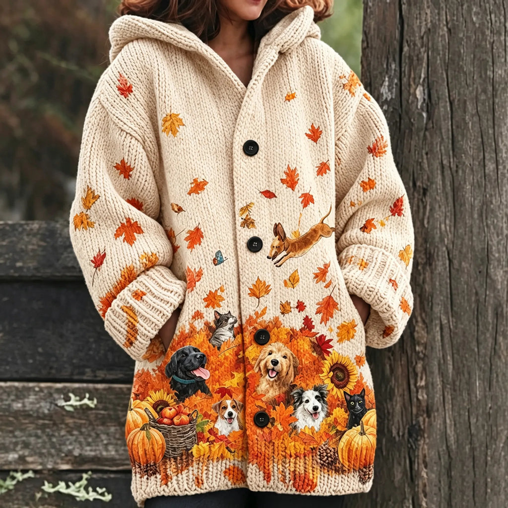 Women's Vintage Style Autumn Knit Jacquard Cardigan With