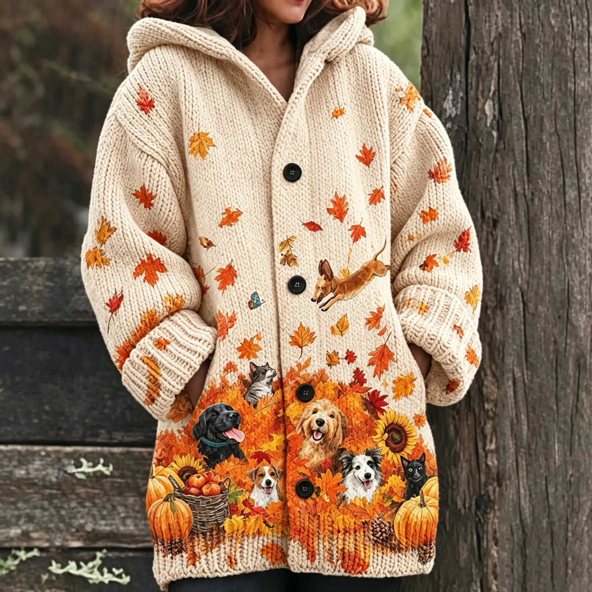 Women's Vintage Style Autumn Knit Jacquard Cardigan With