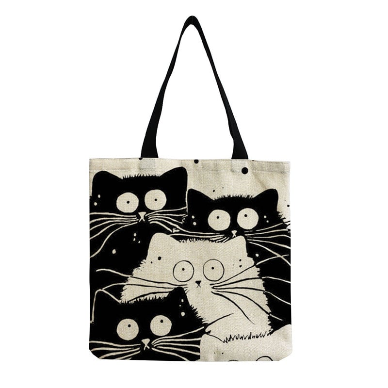 Fried Hair Cat Print Tote Bag