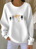 Women's Cute Cat Print Casual Sweatshirt