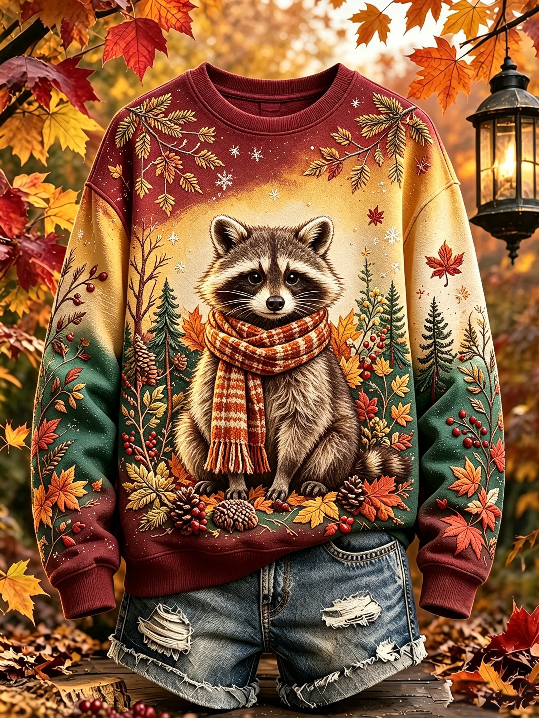 Women's Autumn Raccoon Printed Casual Sweatshirt