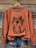 Women's Cute Cat Print Cat Lovers Casual Sweatshirt
