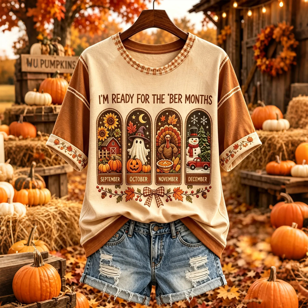 Women's Retro Vacation Autumn Color Block Print Crew Neck Short Sleeve T-shirt