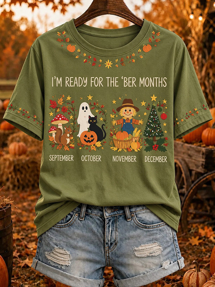 Women's I'm Ready For The 'ber Months Print Casual Crew Neck T-shirt