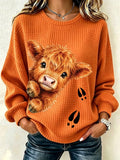 Women's Autumn Highland Cow Print Top