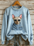 Women's Fun Animal Cat Print Sweatshirt