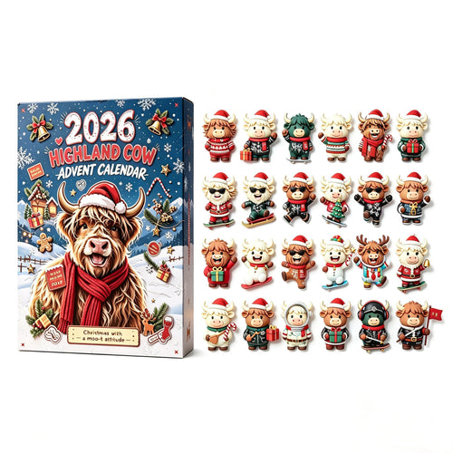 2026 Highland Cow Christmas Advent Calendar – 24 Cute Cow Figurines Set Blind Box