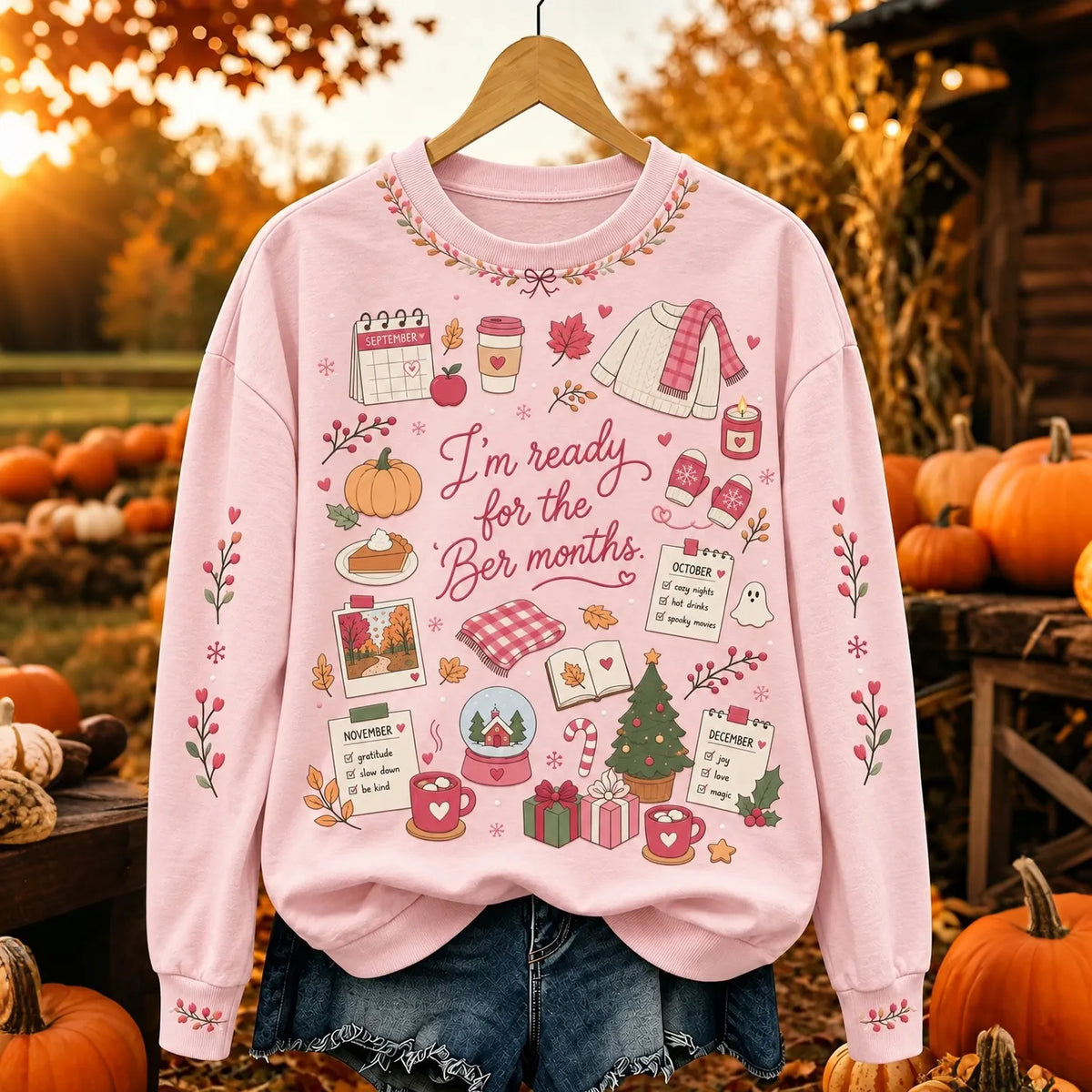 Women's Vintage I'm Ready For The Ber Months Print Cozy Sweatshirt