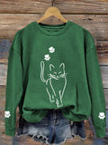 Women's Cute Cat Graphic Cat Lover Casual Sweatshirt