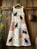 🐾Buy 3 Save 10%🐱Women'S Sleeveless Crew Neck Dress With Cat Print💛100% For Shelter Pets🐱🐶