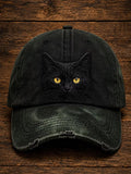 Retro Animal Black Cat Baseball Cap