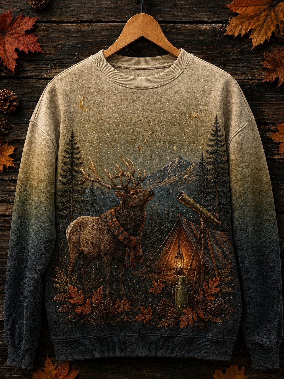 Women's Vintage Forest Camping Animal Print Hoodie
