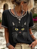 🐾 Buy 3 Save 10%🐱Women'S Casual Short-Sleeve Top With Cute Animal Print💛100% For Shelter Pets🐱🐶