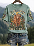 Women'S Scottish Highland Cow Print T-Shirt
