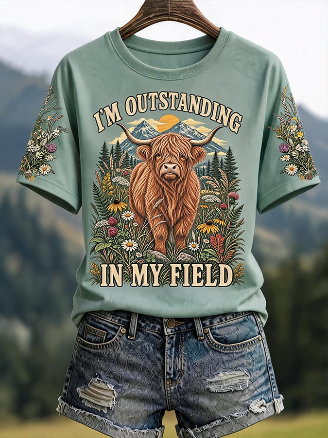 Women'S Scottish Highland Cow Print T-Shirt