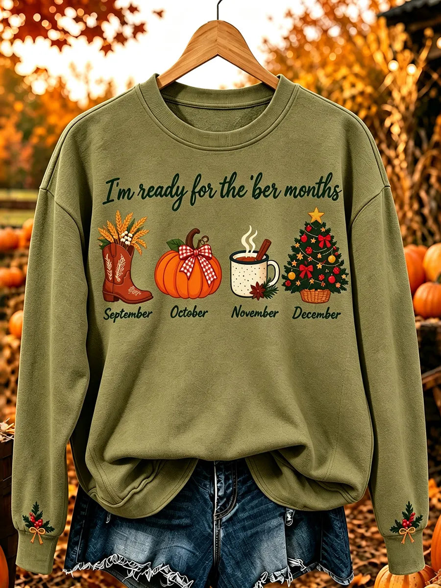 Women's Vintage I'm Ready For The 'ber Months Print Comfy Sweatshirt