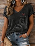 Women's Vintage Casual Cat Print T-Shirt