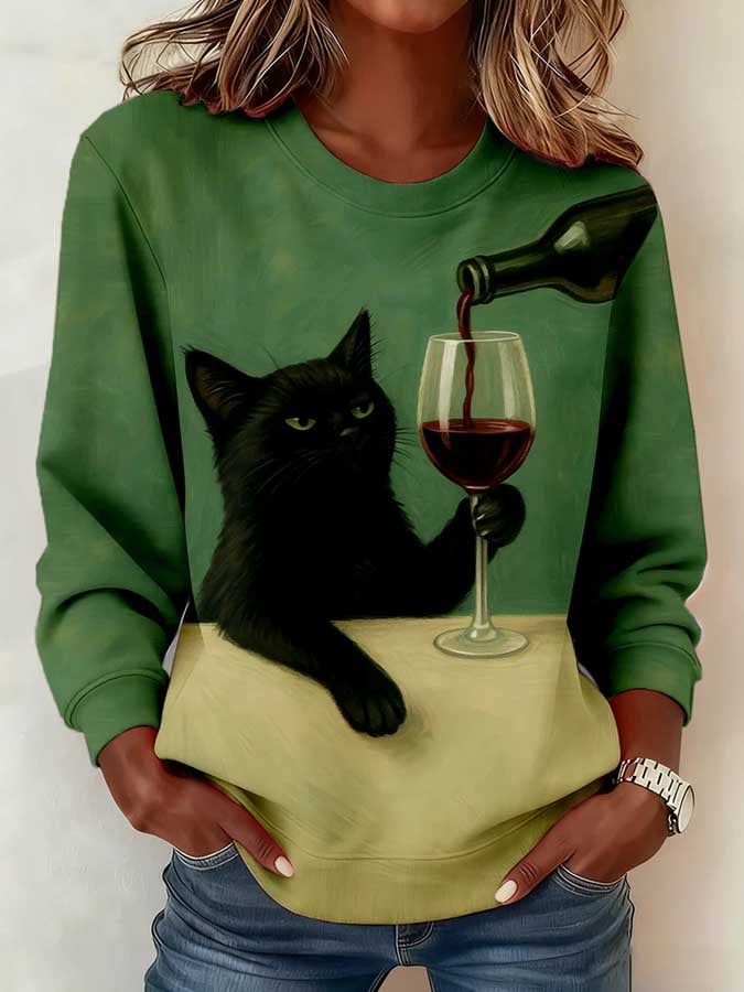 Women's Animal Print Crew Neck Sweatshirt