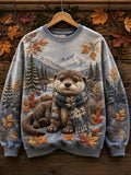 Women's Autumn Animal Print Crew Neck Long-Sleeve T-Shirt