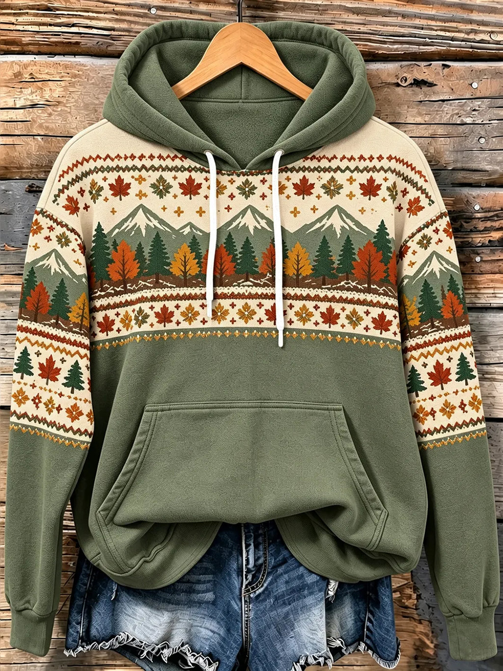 Women's Autumn Landscape Pattern Design Leisure Hoodie