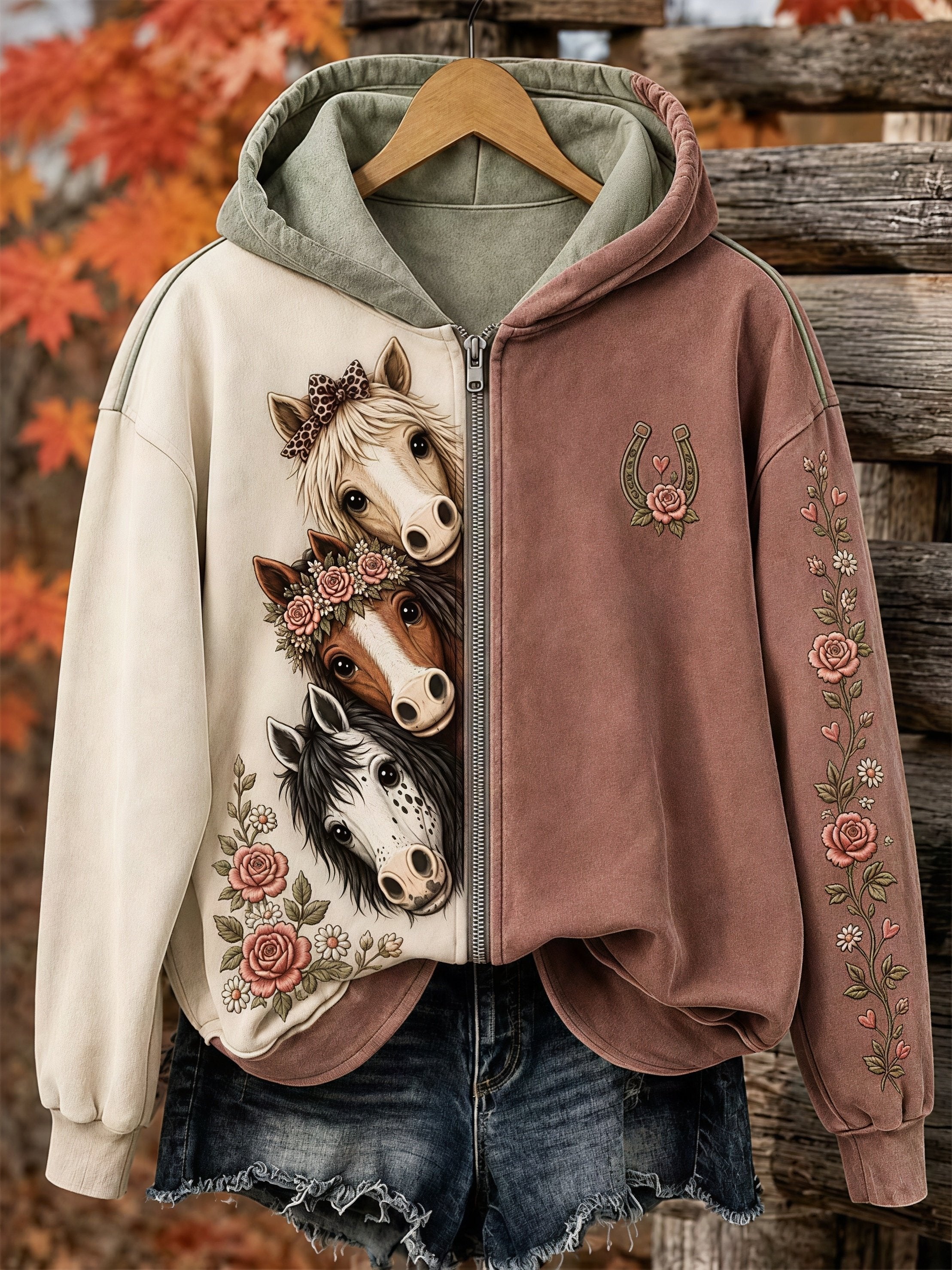 Women's Vintage Animal Print Hoodie