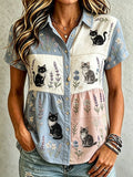 🐾Buy 3 Save 10%🐱Women's Casual Cat Floral Print Shirt💛100% For Shelter Pets🐱🐶