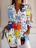 Women's Animal Cat  Art Printed Shirts